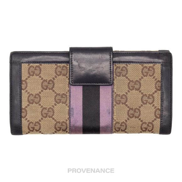 🔴 Gucci Long Wallet - GG Canvas Stripe - Picture 2 of 8
